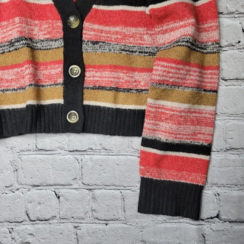 Bp Crop Cardigan Sweater In Black Marl Stripe Multicolor NWT Size S - Picture 5 of 11
